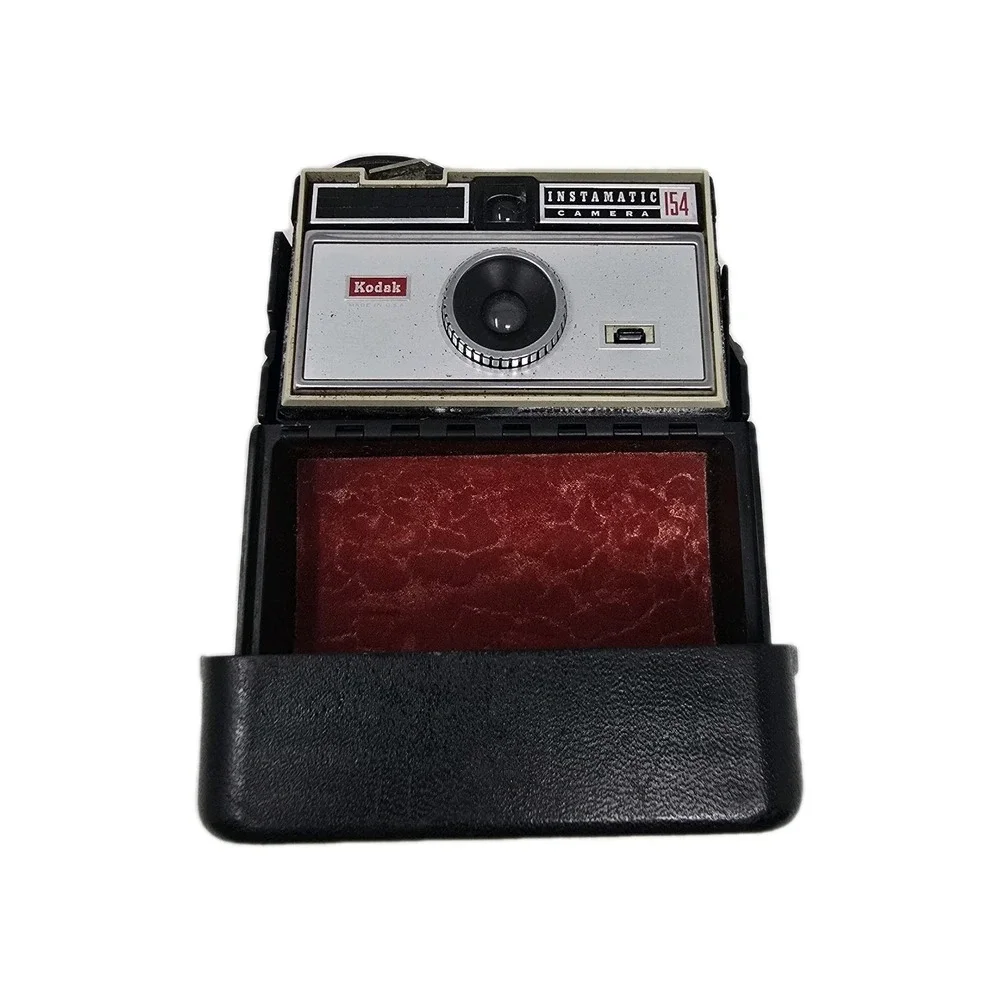 Vintage 1960's Kodak‎ Instamatic 154 Film Camera In Flip Case For Parts Untested